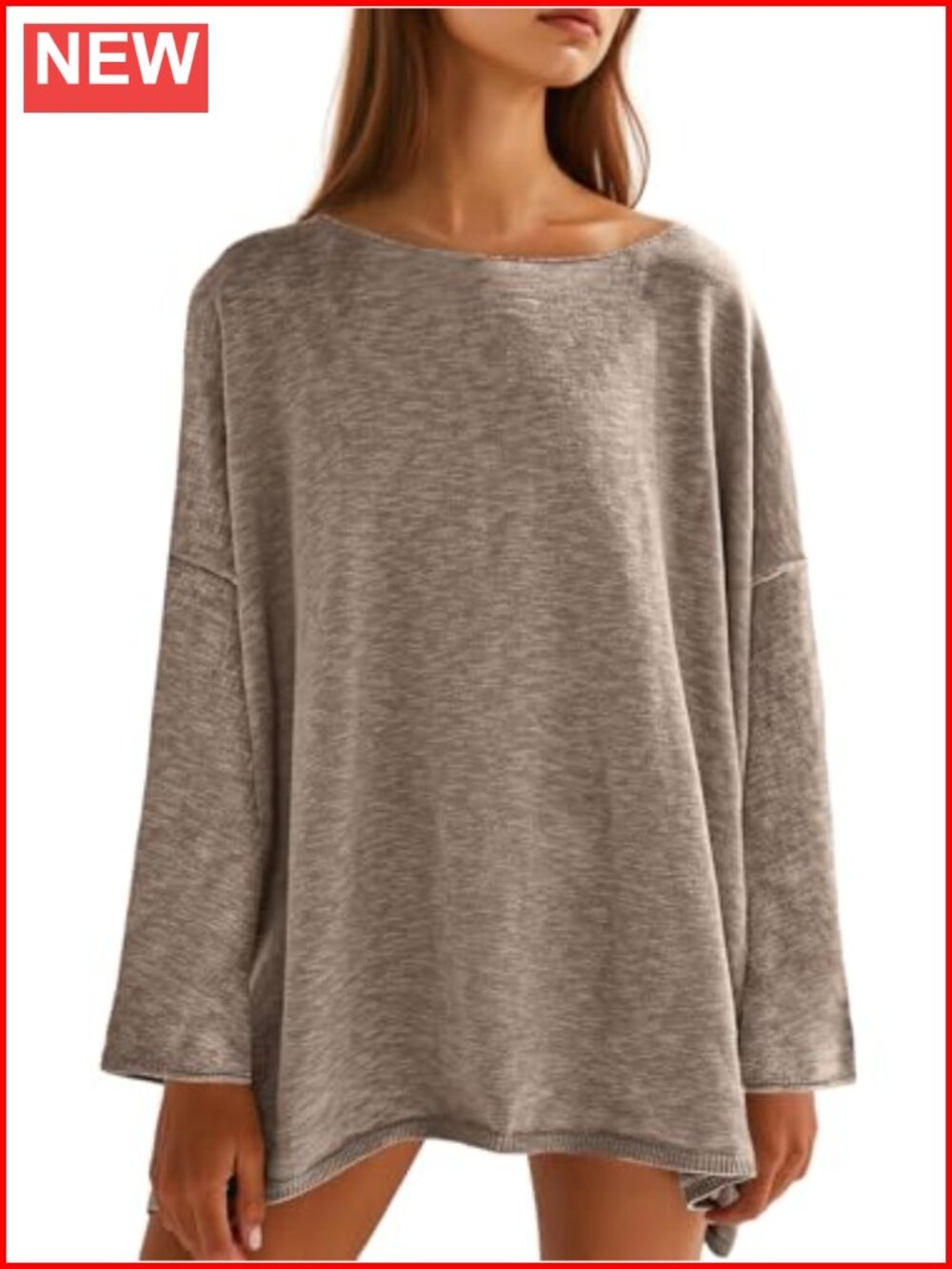Oversized Long Sleeve Knit Tunic Top Lightweight Sweater Layering Piece